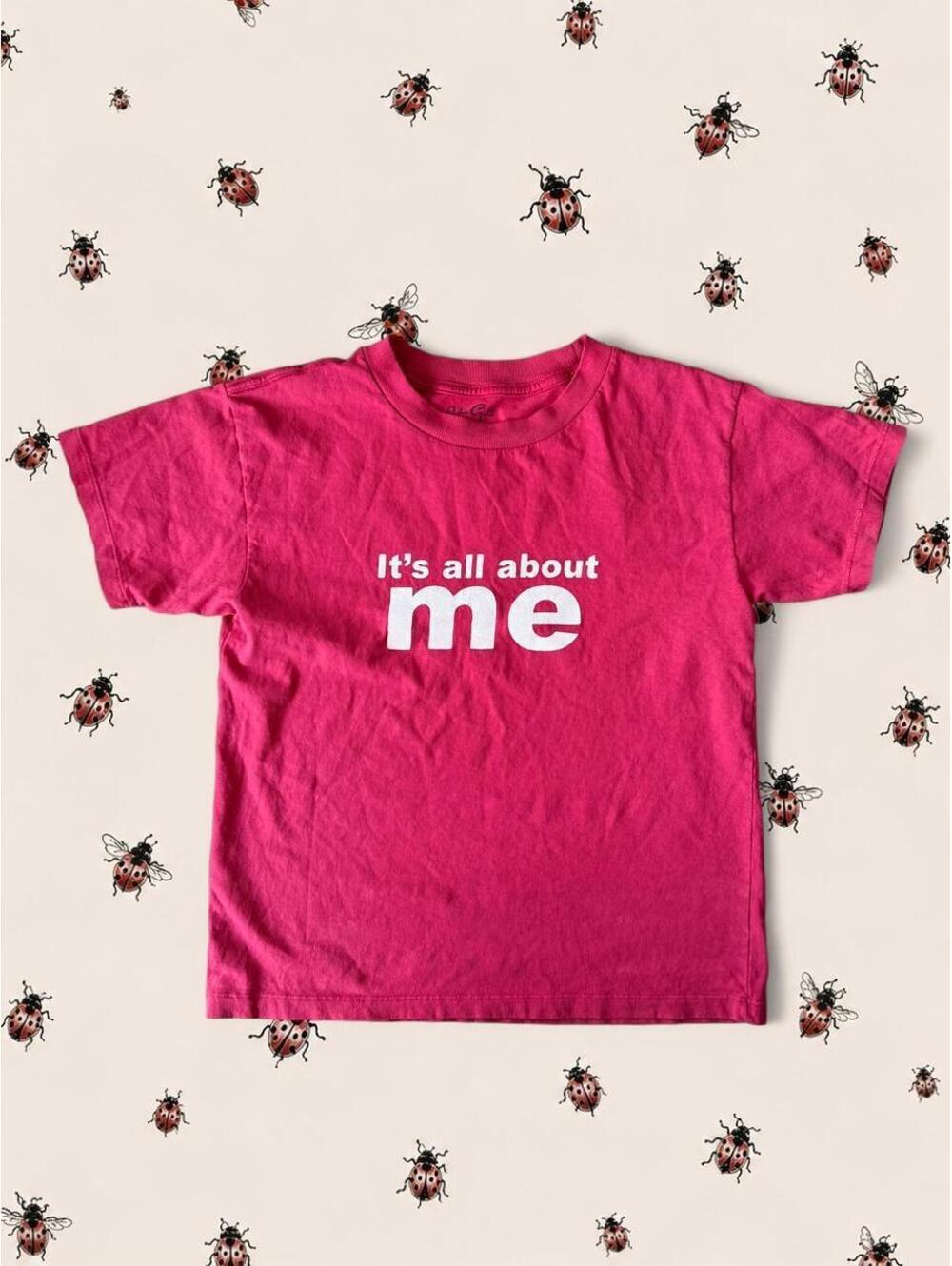Brandy Melville red and white "its all about me" graphic tee